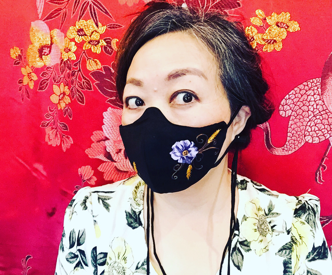 Hand Emboridy Silk face mask 