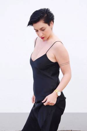 The little black satin dress