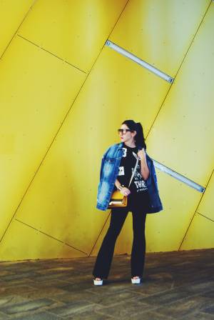 Denim jacket and Flare pants for a Monday kick
