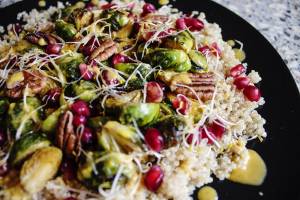 Brussel Sprouts Salad with Pomegranate and Quinoa